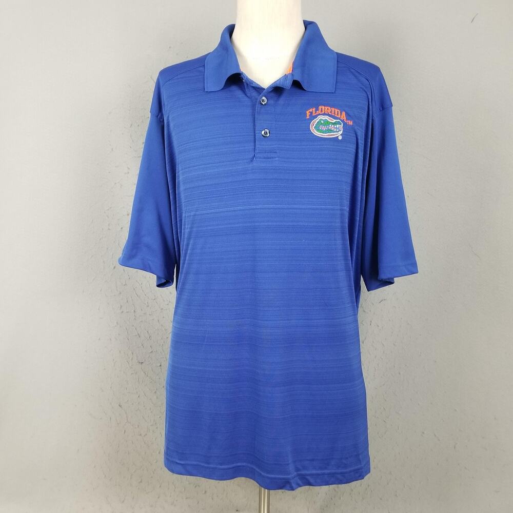 Florida Gators Shirt Mens 2XL Blue NCAA Football Champion Striped‎ Polo